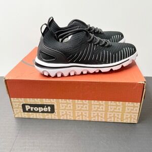Propet TravelActiv Aviator Black Knit Sneakers Womens Size 5 WAT034M
